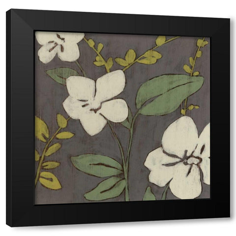 Cream Florals I Black Modern Wood Framed Art Print with Double Matting by Goldberger, Jennifer