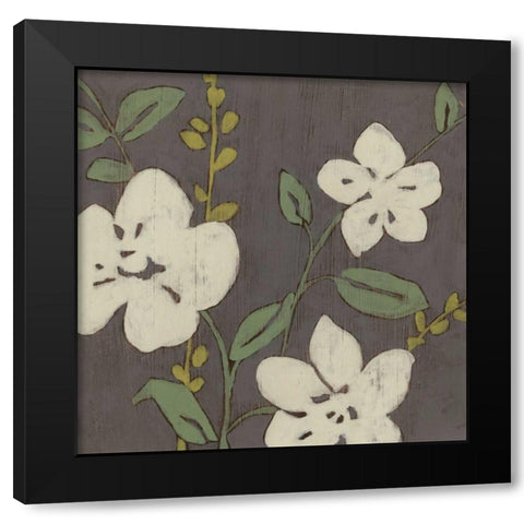 Cream Florals II Black Modern Wood Framed Art Print with Double Matting by Goldberger, Jennifer