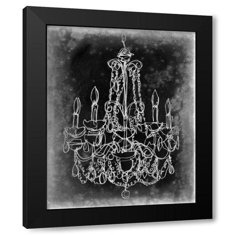 Chalkboard Chandelier Sketch III Black Modern Wood Framed Art Print with Double Matting by Harper, Ethan