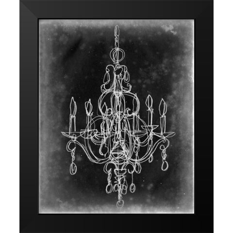 Chalkboard Chandelier Sketch IV Black Modern Wood Framed Art Print by Harper, Ethan