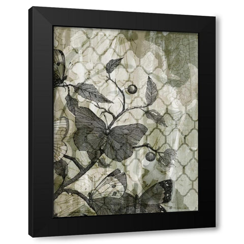 Arabesque Butterflies I Black Modern Wood Framed Art Print by Goldberger, Jennifer