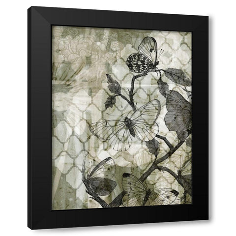 Arabesque Butterflies II Black Modern Wood Framed Art Print with Double Matting by Goldberger, Jennifer