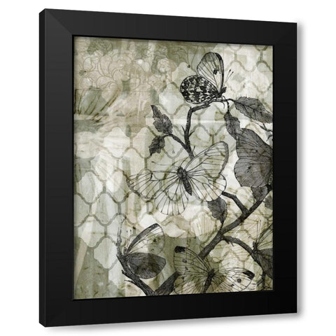 Arabesque Butterflies II Black Modern Wood Framed Art Print by Goldberger, Jennifer