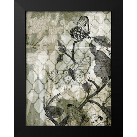 Arabesque Butterflies II Black Modern Wood Framed Art Print by Goldberger, Jennifer