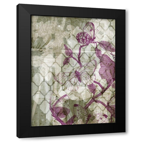 Arabesque Butterflies IV Black Modern Wood Framed Art Print by Goldberger, Jennifer