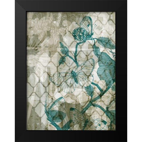 Arabesque Butterflies VI Black Modern Wood Framed Art Print by Goldberger, Jennifer