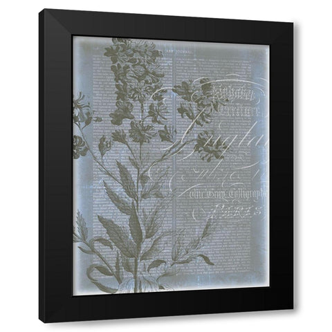 Fleur de Bleu II Black Modern Wood Framed Art Print with Double Matting by Goldberger, Jennifer