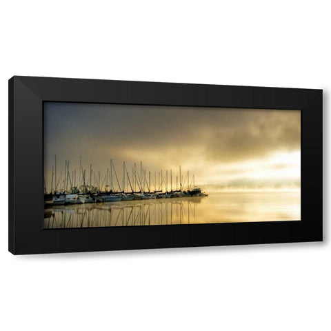Marina Morning II Black Modern Wood Framed Art Print with Double Matting by Head, Danny