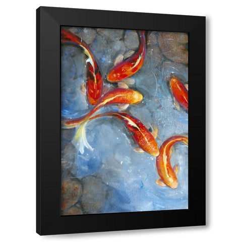 Graceful Koi II Black Modern Wood Framed Art Print by OToole, Tim