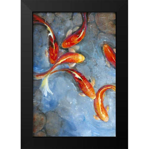 Graceful Koi II Black Modern Wood Framed Art Print by OToole, Tim