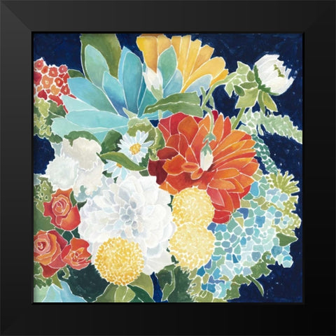 Midnight Florals III Black Modern Wood Framed Art Print by Meagher, Megan