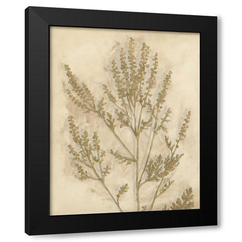 Gilded Foliage II Black Modern Wood Framed Art Print with Double Matting by Meagher, Megan