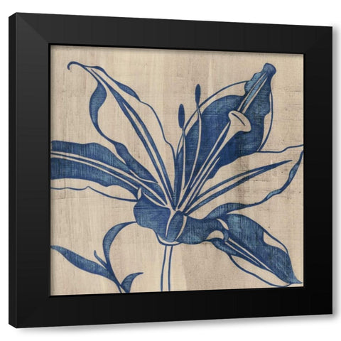 Indigo Lily Black Modern Wood Framed Art Print by Zarris, Chariklia