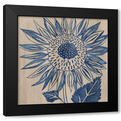 Indigo Sunflower Black Modern Wood Framed Art Print with Double Matting by Zarris, Chariklia