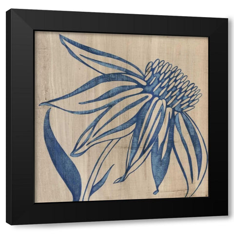 Indigo Coneflower Black Modern Wood Framed Art Print by Zarris, Chariklia