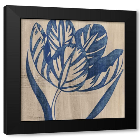 Indigo Tulip Black Modern Wood Framed Art Print with Double Matting by Zarris, Chariklia