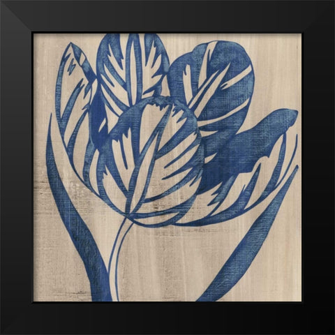 Indigo Tulip Black Modern Wood Framed Art Print by Zarris, Chariklia