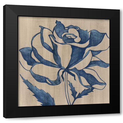 Indigo Rose Black Modern Wood Framed Art Print with Double Matting by Zarris, Chariklia