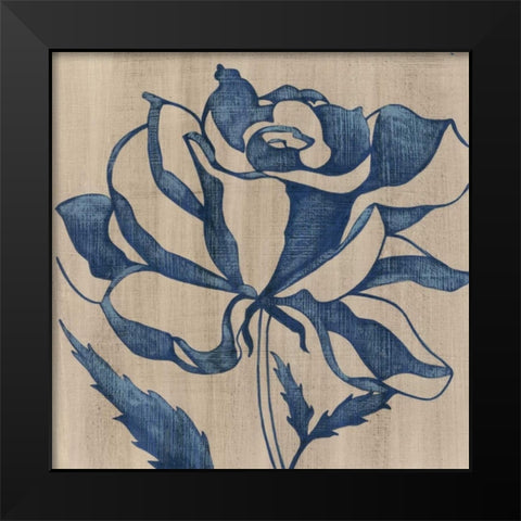 Indigo Rose Black Modern Wood Framed Art Print by Zarris, Chariklia