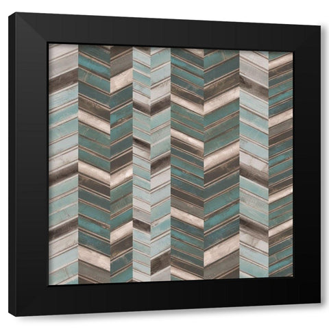 Stacked Chevron I Black Modern Wood Framed Art Print by Goldberger, Jennifer