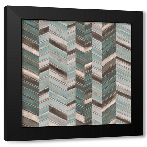 Stacked Chevron II Black Modern Wood Framed Art Print with Double Matting by Goldberger, Jennifer