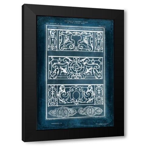 Ornamental Iron Blueprint I Black Modern Wood Framed Art Print with Double Matting by Vision Studio