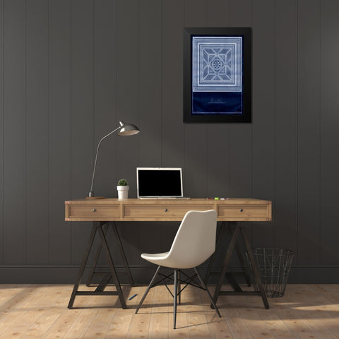 Indigo Tile V Black Modern Wood Framed Art Print by Vision Studio