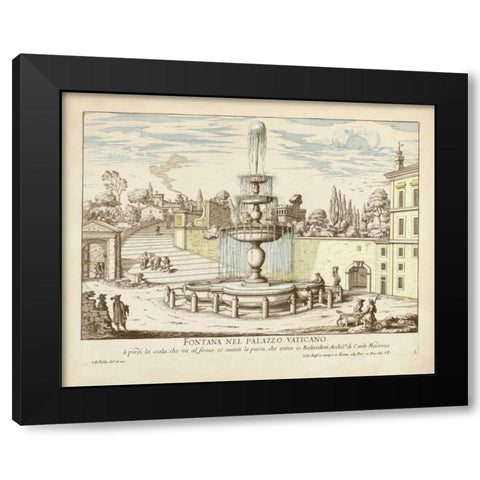 Fountains of Rome III Black Modern Wood Framed Art Print with Double Matting by Vision Studio
