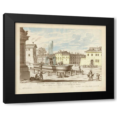 Fountains of Rome VI Black Modern Wood Framed Art Print by Vision Studio