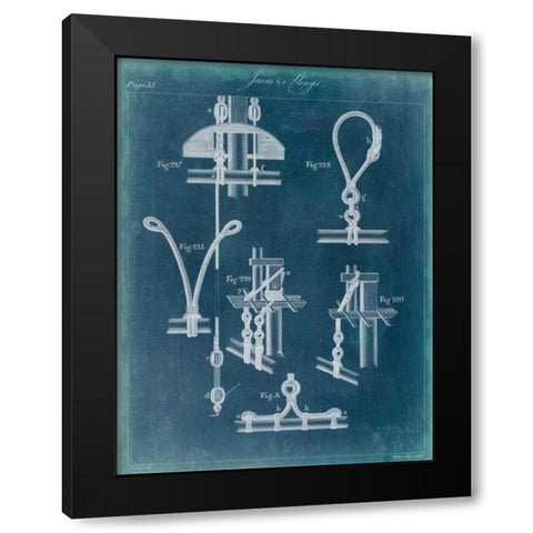 Nautical Detail Blueprint IV Black Modern Wood Framed Art Print with Double Matting by Vision Studio