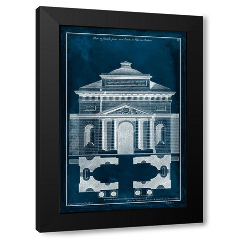 Palace Facade Blueprint II Black Modern Wood Framed Art Print with Double Matting by Vision Studio