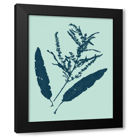 Indigo and Mint Botanical Study IV Black Modern Wood Framed Art Print by Vision Studio