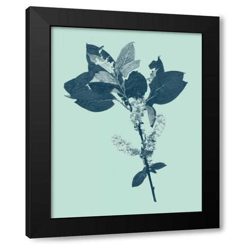 Indigo and Mint Botanical Study V Black Modern Wood Framed Art Print with Double Matting by Vision Studio