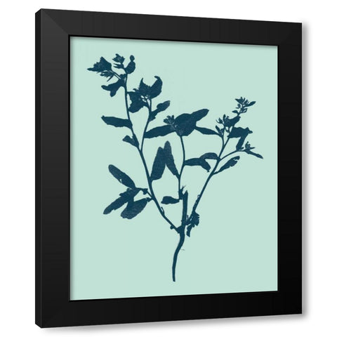 Indigo and Mint Botanical Study VII Black Modern Wood Framed Art Print with Double Matting by Vision Studio