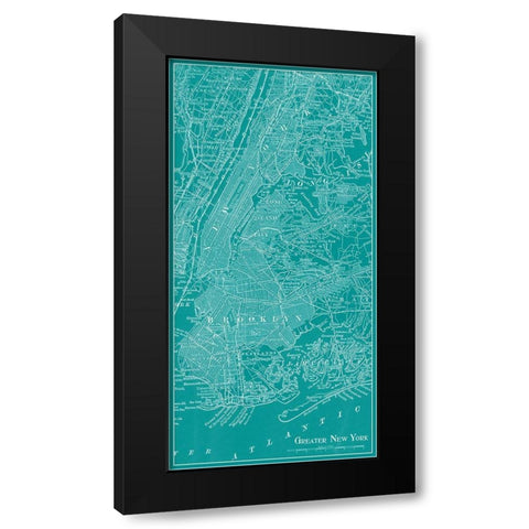 Graphic Map of New York Black Modern Wood Framed Art Print with Double Matting by Vision Studio