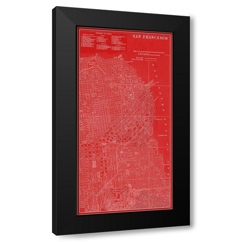 Graphic Map of San Francisco Black Modern Wood Framed Art Print by Vision Studio