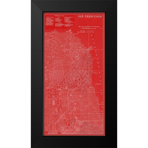 Graphic Map of San Francisco Black Modern Wood Framed Art Print by Vision Studio