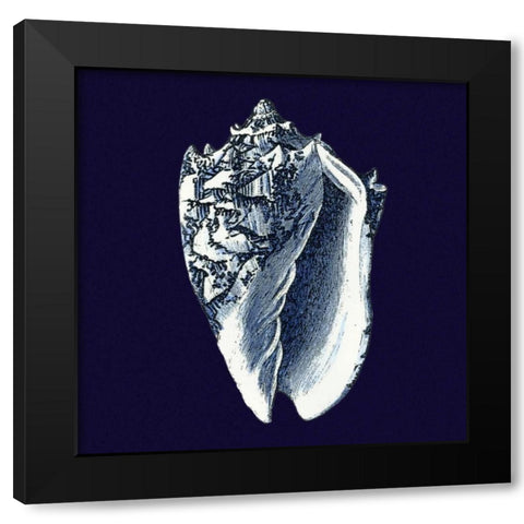 Indigo Shells II Black Modern Wood Framed Art Print by Vision Studio