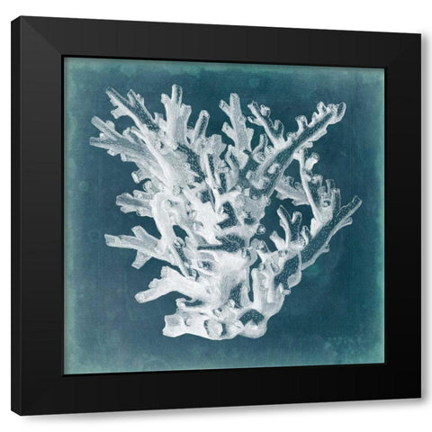 Azure Coral I Black Modern Wood Framed Art Print with Double Matting by Vision Studio