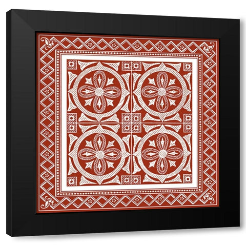 Cinnabar Woodblock I Black Modern Wood Framed Art Print with Double Matting by Vision Studio