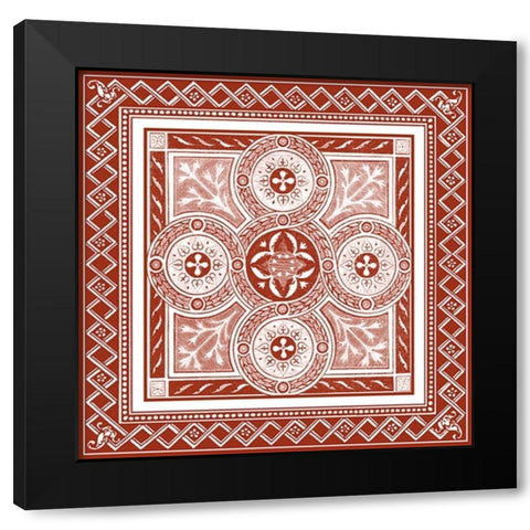 Cinnabar Woodblock III Black Modern Wood Framed Art Print with Double Matting by Vision Studio