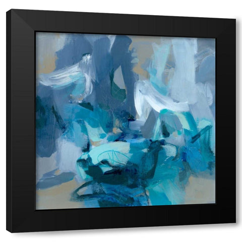 Charlotte Blue Black Modern Wood Framed Art Print with Double Matting by Long, Christina