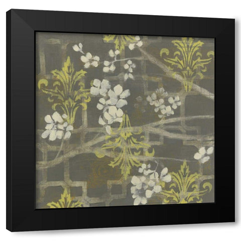 Patterned Blossom Branch I Black Modern Wood Framed Art Print with Double Matting by Goldberger, Jennifer