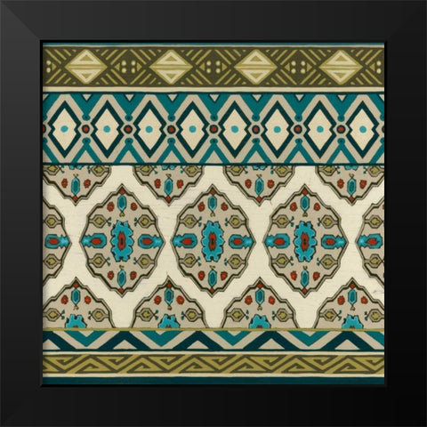 Turquoise Textile I Black Modern Wood Framed Art Print by Vess, June Erica