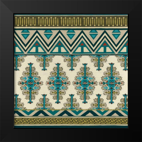 Turquoise Textile II Black Modern Wood Framed Art Print by Vess, June Erica