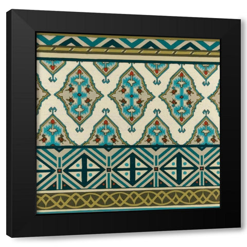 Turquoise Textile III Black Modern Wood Framed Art Print with Double Matting by Vess, June Erica