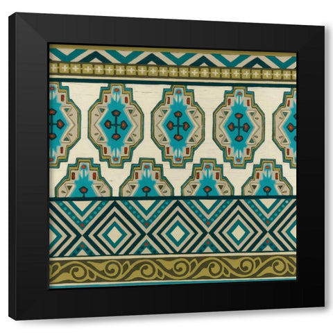 Turquoise Textile IV Black Modern Wood Framed Art Print by Vess, June Erica