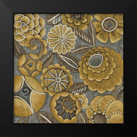 Ochre Garden I Black Modern Wood Framed Art Print by Zarris, Chariklia