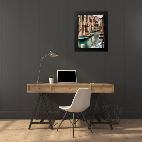 Six Boats Black Modern Wood Framed Art Print by Head, Danny