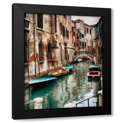 Six Boats Black Modern Wood Framed Art Print by Head, Danny
